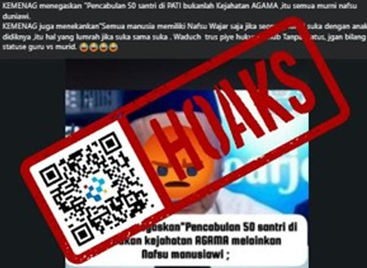 [HOAKS] Kemenag Nilai Kasus Pencabulan Santriwati di Pati sebagai Nafsu Manusiawi
