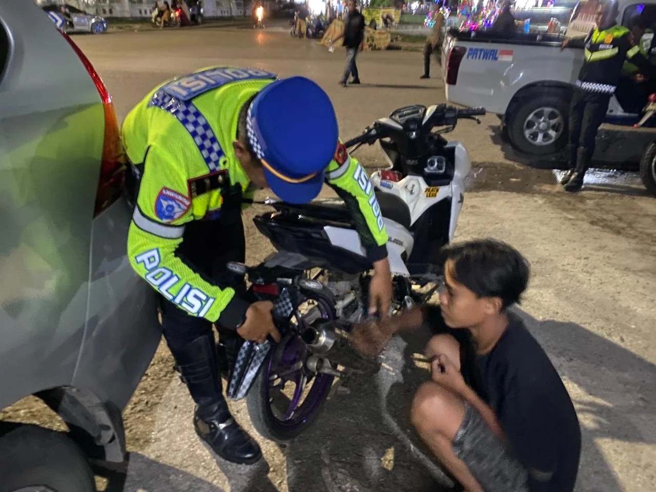 Polres Bima Kota Gelar Patroli Blue Light dan Penertiban Knalpot Brong