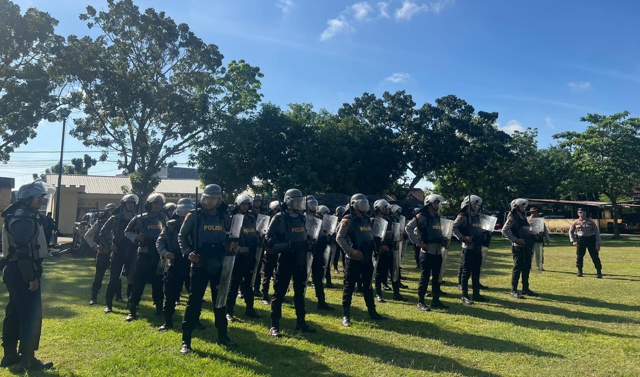 Polresta Mataram dan Brimob Polda NTB Gelar Latihan Penanganan Unjuk Rasa